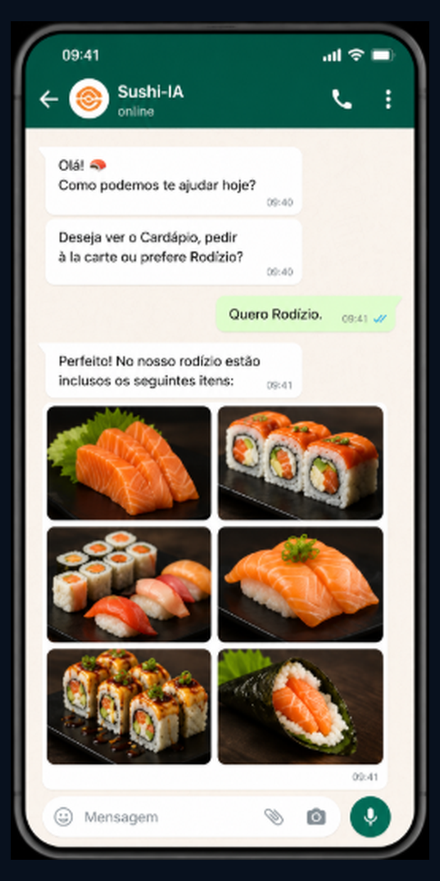 Simulação de atendimento WhatsApp — Restaurante Japonês